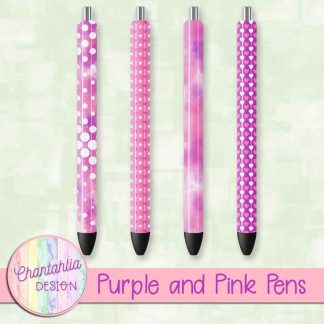 Free purple and pink pens design elements