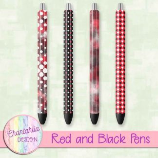 Free red and black pens design elements