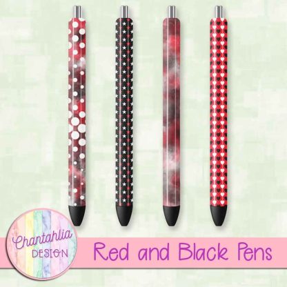 Free red and black pens design elements