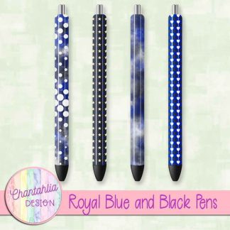 Free royal blue and black pens design elements