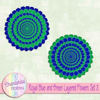 Free royal blue and green layered flowers