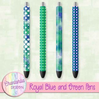 Free royal blue and green pens design elements