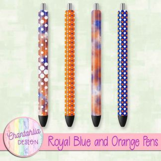 Free royal blue and orange pens design elements