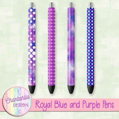 Free royal blue and purple pens design elements
