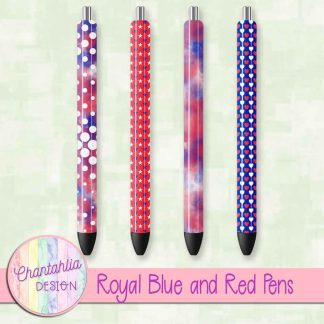 Free royal blue and red pens design elements