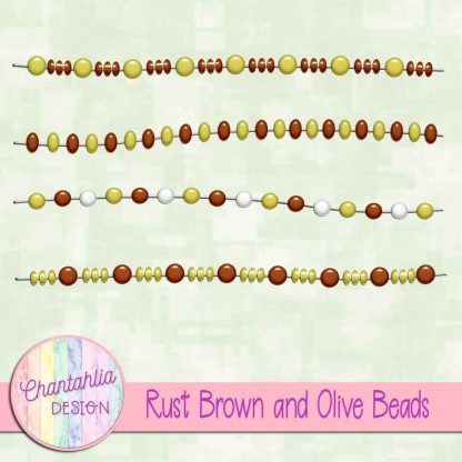Free rust brown and olive beads design elements