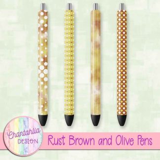 Free rust brown and olive pens design elements