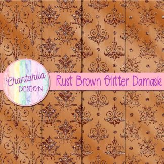 Free rust brown glitter damask digital papers