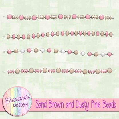 Free sand brown and dusty pink beads design elements