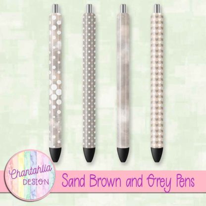 Free sand brown and grey pens design elements