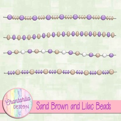 Free sand brown and lilac beads design elements