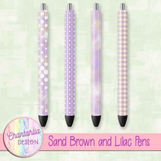 Free sand brown and lilac pens design elements