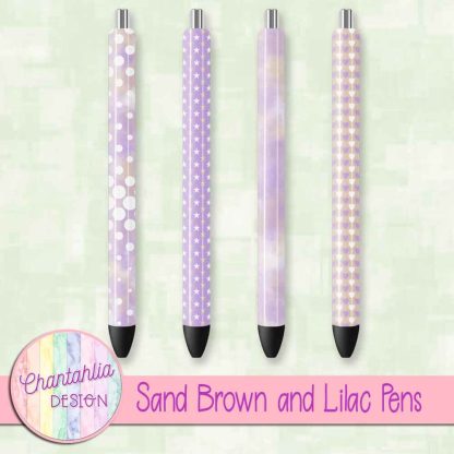 Free sand brown and lilac pens design elements