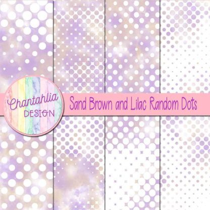 Free sand brown and lilac random dots digital papers