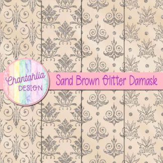 Free sand brown glitter damask digital papers
