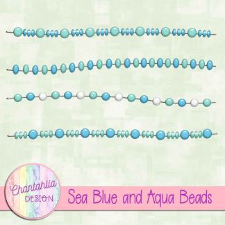 Free sea blue and aqua beads design elements