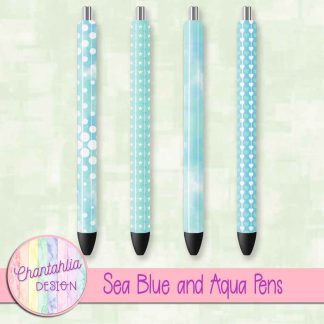 Free sea blue and aqua pens design elements