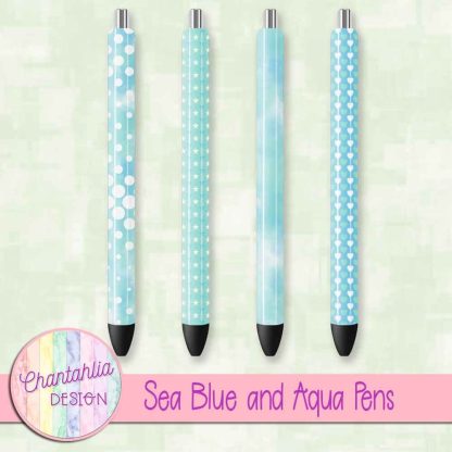 Free sea blue and aqua pens design elements