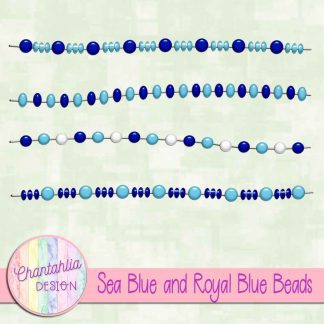 Free sea blue and royal blue beads design elements
