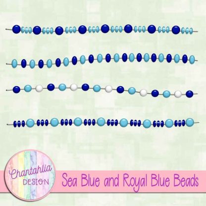 Free sea blue and royal blue beads design elements