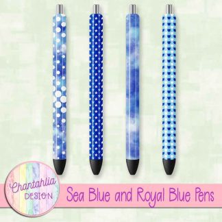 Free sea blue and royal blue pens design elements