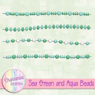 Free sea green and aqua beads design elements