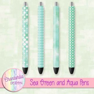 Free sea green and aqua pens design elements