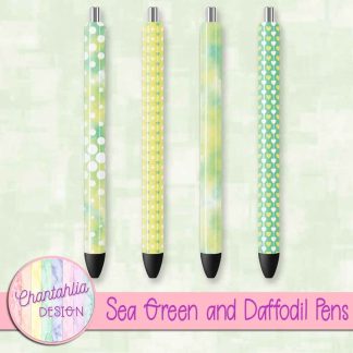 Free sea green and daffodil pens design elements