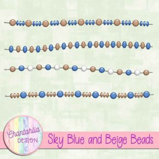 Free sky blue and beige beads design elements