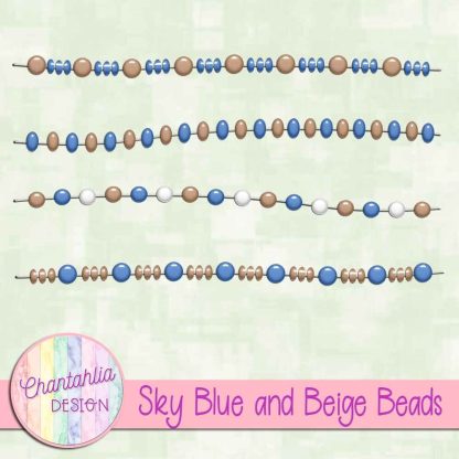 Free sky blue and beige beads design elements