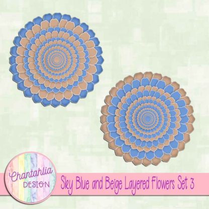 Free sky blue and beige layered flowers