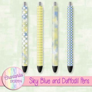 Free sky blue and daffodil pens design elements