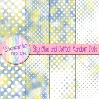 Free sky blue and daffodil random dots digital papers