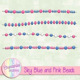 Free sky blue and pink beads design elements