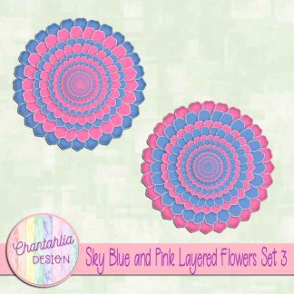 Free sky blue and pink layered flowers