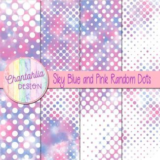 Free sky blue and pink random dots digital papers