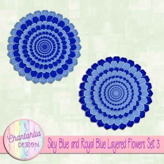 Free sky blue and royal blue layered flowers