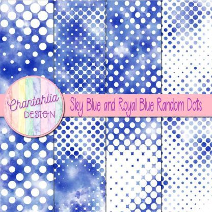 Free sky blue and royal blue random dots digital papers