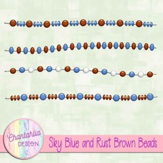 Free sky blue and rust brown beads design elements