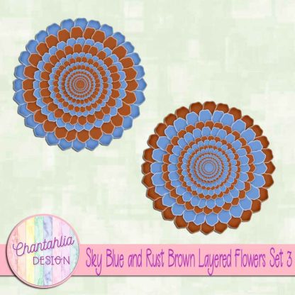Free sky blue and rust brown layered flowers