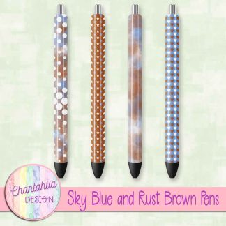 Free sky blue and rust brown pens design elements