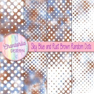 Free sky blue and rust brown random dots digital papers