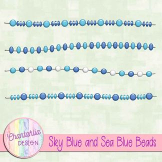 Free sky blue and sea blue beads design elements