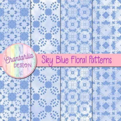Free sky blue floral patterns