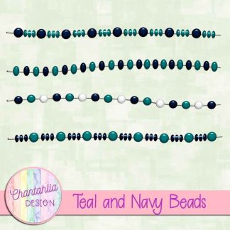 Free teal and navy beads design elements
