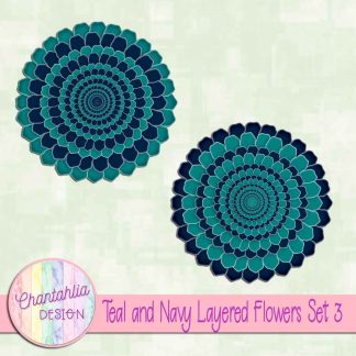 Free teal and navy layered flowers