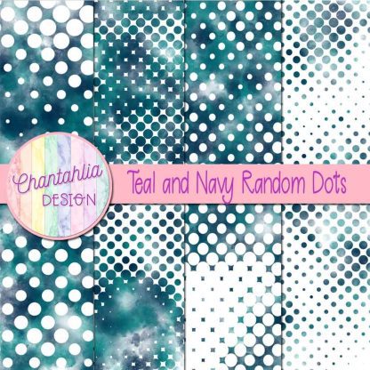 Free teal and navy random dots digital papers