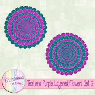 Free teal and purple layered flowers