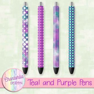 Free teal and purple pens design elements