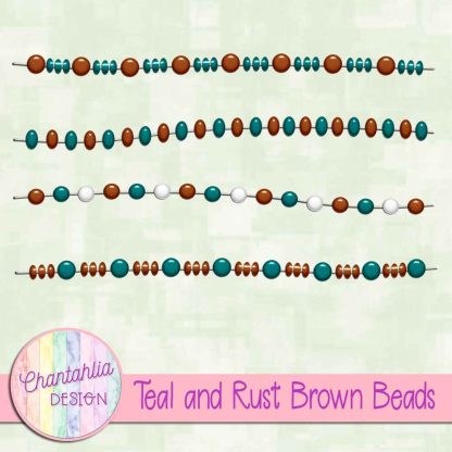 Free teal and rust brown beads design elements